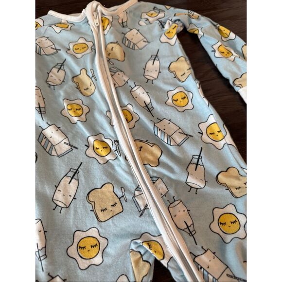 Little Sleepies Blue Breakfast One Piece Pajama 6-12 months - Picture 5 of 6